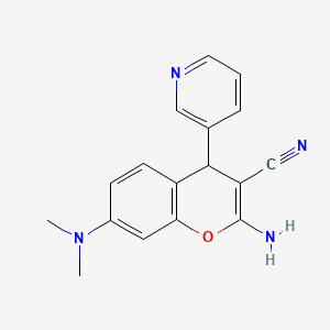 molecular formula C17H16N4O B11467532 2-amino-7-(dimethylamino)-4-(pyridin-3-yl)-4H-chromene-3-carbonitrile 