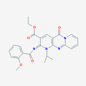 ethyl 6-(2-methoxybenzoyl)imino-2-oxo-7-propan-2-yl-1,7,9-triazatricyclo[8.4.0.03,8]tetradeca-3(8),4,9,11,13-pentaene-5-carboxylate