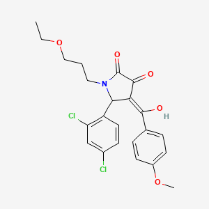 molecular formula C23H23Cl2NO5 B11467582 5-(2,4-Dichlorophenyl)-1-(3-ethoxypropyl)-3-hydroxy-4-(4-methoxybenzoyl)-2,5-dihydro-1H-pyrrol-2-one 