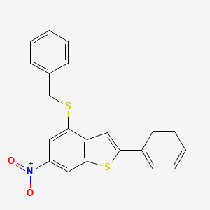 molecular formula C21H15NO2S2 B11467600 4-(Benzylsulfanyl)-6-nitro-2-phenyl-1-benzothiophene 