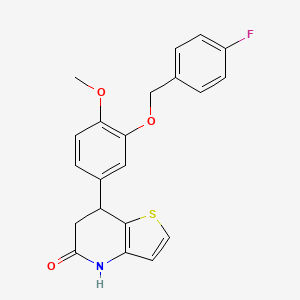 molecular formula C21H18FNO3S B11467612 7-{3-[(4-fluorobenzyl)oxy]-4-methoxyphenyl}-6,7-dihydrothieno[3,2-b]pyridin-5(4H)-one 