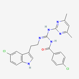 molecular formula C24H22Cl2N6O B11467651 4-Chloro-N-[(E)-{[2-(5-chloro-1H-indol-3-YL)ethyl]amino}[(4,6-dimethylpyrimidin-2-YL)amino]methylidene]benzamide 