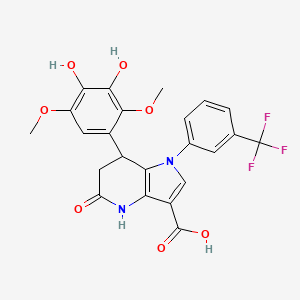 7-(3,4-dihydroxy-2,5-dimethoxyphenyl)-5-oxo-1-[3-(trifluoromethyl)phenyl]-4,5,6,7-tetrahydro-1H-pyrrolo[3,2-b]pyridine-3-carboxylic acid