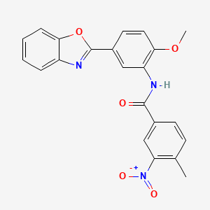 molecular formula C22H17N3O5 B11467682 N-[5-(1,3-benzoxazol-2-yl)-2-methoxyphenyl]-4-methyl-3-nitrobenzamide 