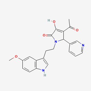 molecular formula C22H21N3O4 B11467722 4-acetyl-3-hydroxy-1-[2-(5-methoxy-1H-indol-3-yl)ethyl]-5-(pyridin-3-yl)-1,5-dihydro-2H-pyrrol-2-one 