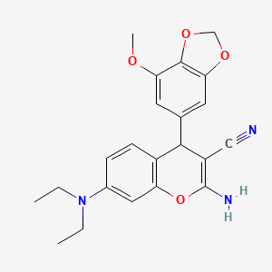 molecular formula C22H23N3O4 B11467733 2-amino-7-(diethylamino)-4-(7-methoxy-1,3-benzodioxol-5-yl)-4H-chromene-3-carbonitrile 