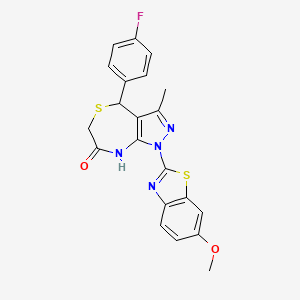 4-(4-fluorophenyl)-1-(6-methoxy-1,3-benzothiazol-2-yl)-3-methyl-4,8-dihydro-1H-pyrazolo[3,4-e][1,4]thiazepin-7(6H)-one