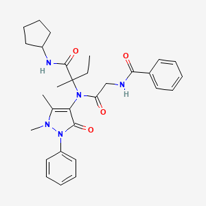 molecular formula C30H37N5O4 B11467772 N-(phenylcarbonyl)glycyl-N-cyclopentyl-N~2~-(1,5-dimethyl-3-oxo-2-phenyl-2,3-dihydro-1H-pyrazol-4-yl)isovalinamide 