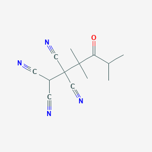 molecular formula C13H14N4O B11467773 3,3,5-Trimethyl-4-oxohexane-1,1,2,2-tetracarbonitrile 