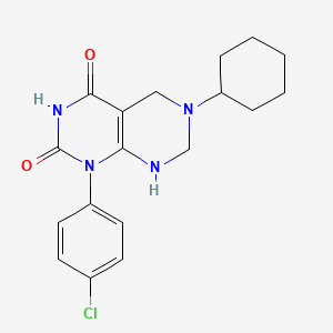 molecular formula C18H21ClN4O2 B11467781 1-(4-chlorophenyl)-6-cyclohexyl-2-hydroxy-5,6,7,8-tetrahydropyrimido[4,5-d]pyrimidin-4(1H)-one 