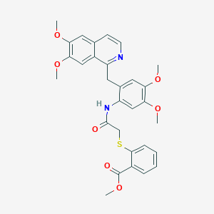 molecular formula C30H30N2O7S B11467824 Methyl 2-{[2-({2-[(6,7-dimethoxyisoquinolin-1-yl)methyl]-4,5-dimethoxyphenyl}amino)-2-oxoethyl]sulfanyl}benzoate 