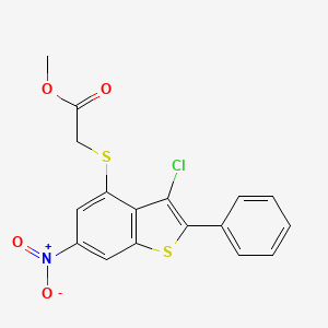 molecular formula C17H12ClNO4S2 B11467870 Methyl [(3-chloro-6-nitro-2-phenyl-1-benzothiophen-4-yl)sulfanyl]acetate 