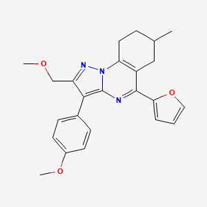 molecular formula C24H25N3O3 B11467889 5-(Furan-2-yl)-2-(methoxymethyl)-3-(4-methoxyphenyl)-7-methyl-6,7,8,9-tetrahydropyrazolo[1,5-a]quinazoline 