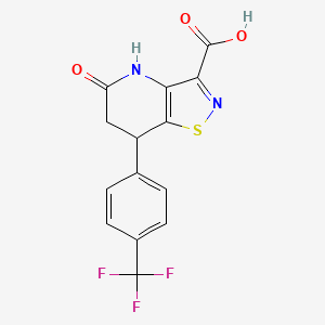 molecular formula C14H9F3N2O3S B11467913 5-Oxo-7-[4-(trifluoromethyl)phenyl]-4H,6H,7H-[1,2]thiazolo[4,5-b]pyridine-3-carboxylic acid 