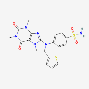 4-[1,3-dimethyl-2,4-dioxo-7-(thiophen-2-yl)-1,2,3,4-tetrahydro-8H-imidazo[2,1-f]purin-8-yl]benzenesulfonamide