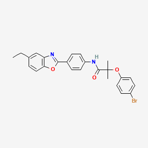 2-(4-bromophenoxy)-N-[4-(5-ethyl-1,3-benzoxazol-2-yl)phenyl]-2-methylpropanamide