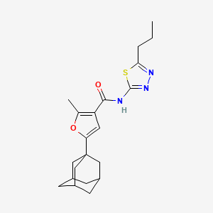 molecular formula C21H27N3O2S B11467934 5-(1-adamantyl)-2-methyl-N-(5-propyl-1,3,4-thiadiazol-2-yl)-3-furamide 