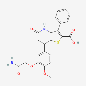 molecular formula C23H20N2O6S B11467956 7-[3-(Carbamoylmethoxy)-4-methoxyphenyl]-5-oxo-3-phenyl-4H,5H,6H,7H-thieno[3,2-B]pyridine-2-carboxylic acid CAS No. 1020243-03-1