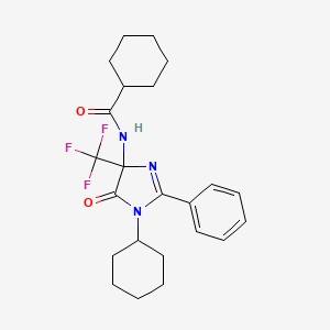 molecular formula C23H28F3N3O2 B11467966 N-[1-cyclohexyl-5-oxo-2-phenyl-4-(trifluoromethyl)-4,5-dihydro-1H-imidazol-4-yl]cyclohexanecarboxamide 