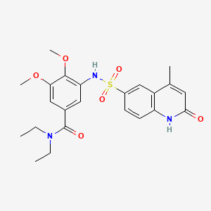 molecular formula C23H27N3O6S B11467967 N,N-diethyl-3,4-dimethoxy-5-{[(4-methyl-2-oxo-1,2-dihydroquinolin-6-yl)sulfonyl]amino}benzamide 