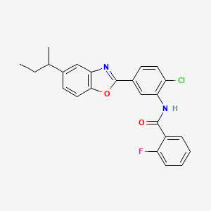 molecular formula C24H20ClFN2O2 B11467987 N-{5-[5-(butan-2-yl)-1,3-benzoxazol-2-yl]-2-chlorophenyl}-2-fluorobenzamide 