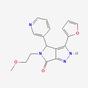 molecular formula C17H16N4O3 B11468031 3-(Furan-2-yl)-5-(2-methoxyethyl)-4-(pyridin-3-yl)-1H,4H,5H,6H-pyrrolo[3,4-c]pyrazol-6-one 