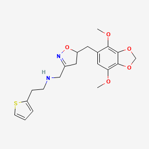 molecular formula C20H24N2O5S B11468059 N-({5-[(4,7-dimethoxy-1,3-benzodioxol-5-yl)methyl]-4,5-dihydro-1,2-oxazol-3-yl}methyl)-2-(thiophen-2-yl)ethanamine 