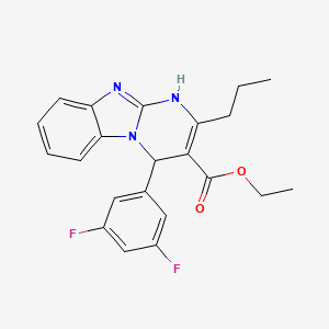 molecular formula C22H21F2N3O2 B11468066 Ethyl 4-(3,5-difluorophenyl)-2-propyl-1,4-dihydropyrimido[1,2-a]benzimidazole-3-carboxylate 