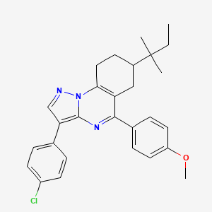 molecular formula C28H30ClN3O B11468106 3-(4-Chlorophenyl)-5-(4-methoxyphenyl)-7-(2-methylbutan-2-yl)-6,7,8,9-tetrahydropyrazolo[1,5-a]quinazoline 