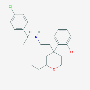 molecular formula C25H34ClNO2 B11468110 1-(4-chlorophenyl)-N-{2-[4-(2-methoxyphenyl)-2-(propan-2-yl)tetrahydro-2H-pyran-4-yl]ethyl}ethanamine 