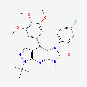 molecular formula C26H28ClN5O4 B11468140 1-(tert-butyl)-5-(4-chlorophenyl)-4-(3,4,5-trimethoxyphenyl)-4,4a,5,7-tetrahydroimidazo[4,5-b]pyrazolo[4,3-e]pyridin-6(1H)-one 