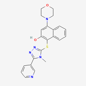 molecular formula C22H21N5O2S B11468155 1-{[4-methyl-5-(pyridin-3-yl)-4H-1,2,4-triazol-3-yl]sulfanyl}-4-(morpholin-4-yl)naphthalen-2-ol 