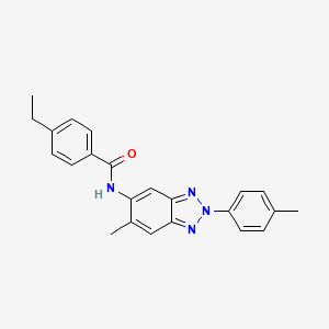 molecular formula C23H22N4O B11468158 4-ethyl-N-[6-methyl-2-(4-methylphenyl)-2H-1,2,3-benzotriazol-5-yl]benzamide 