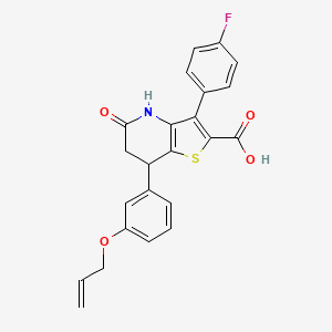 molecular formula C23H18FNO4S B11468172 3-(4-Fluorophenyl)-5-oxo-7-[3-(prop-2-en-1-yloxy)phenyl]-4,5,6,7-tetrahydrothieno[3,2-b]pyridine-2-carboxylic acid 