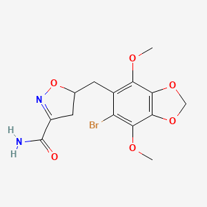 5-[(6-Bromo-4,7-dimethoxy-1,3-benzodioxol-5-yl)methyl]-4,5-dihydro-1,2-oxazole-3-carboxamide