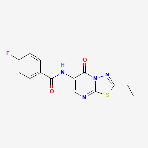 molecular formula C14H11FN4O2S B11468233 N-(2-ethyl-5-oxo-5H-[1,3,4]thiadiazolo[3,2-a]pyrimidin-6-yl)-4-fluorobenzamide 