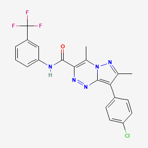 molecular formula C21H15ClF3N5O B11468236 8-(4-chlorophenyl)-4,7-dimethyl-N-[3-(trifluoromethyl)phenyl]pyrazolo[5,1-c][1,2,4]triazine-3-carboxamide 