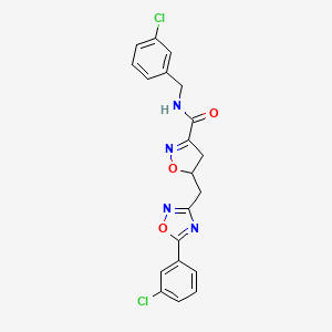 N-(3-chlorobenzyl)-5-{[5-(3-chlorophenyl)-1,2,4-oxadiazol-3-yl]methyl}-4,5-dihydro-1,2-oxazole-3-carboxamide