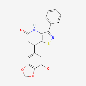 molecular formula C20H16N2O4S B11468355 7-(7-methoxy-1,3-benzodioxol-5-yl)-3-phenyl-6,7-dihydro[1,2]thiazolo[4,5-b]pyridin-5(4H)-one 