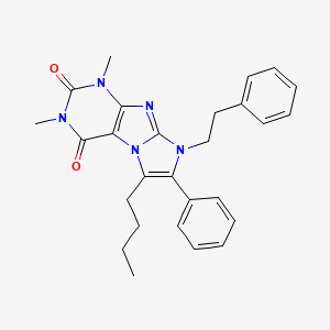 molecular formula C27H29N5O2 B11468364 6-butyl-1,3-dimethyl-7-phenyl-8-(2-phenylethyl)-1H-imidazo[2,1-f]purine-2,4(3H,8H)-dione 