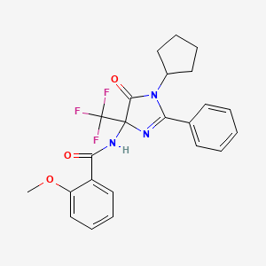 molecular formula C23H22F3N3O3 B11468367 N-[1-cyclopentyl-5-oxo-2-phenyl-4-(trifluoromethyl)-4,5-dihydro-1H-imidazol-4-yl]-2-methoxybenzamide 