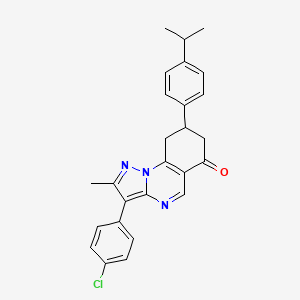 3-(4-chlorophenyl)-2-methyl-8-[4-(propan-2-yl)phenyl]-8,9-dihydropyrazolo[1,5-a]quinazolin-6(7H)-one