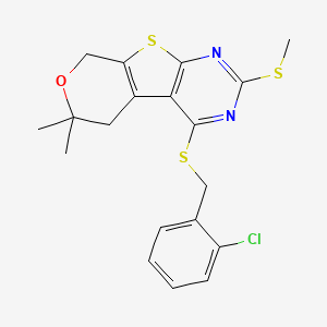 3-[(2-chlorophenyl)methylsulfanyl]-12,12-dimethyl-5-methylsulfanyl-11-oxa-8-thia-4,6-diazatricyclo[7.4.0.02,7]trideca-1(9),2(7),3,5-tetraene