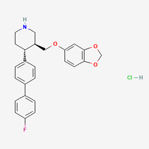 molecular formula C₂₅H₂₅ClFNO₃ B1146839 trans-3-(Benzo[1,3]dioxol-5-yloxymethyl)-4-(4'-fluoro-biphenyl-4-yl)-piperidine hydrochloride CAS No. 1217655-87-2