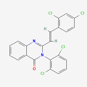 molecular formula C22H12Cl4N2O B11468396 3-(2,6-dichlorophenyl)-2-[(E)-2-(2,4-dichlorophenyl)ethenyl]quinazolin-4(3H)-one 