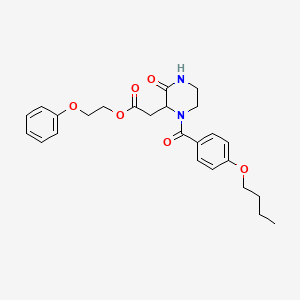 molecular formula C25H30N2O6 B11468414 2-Phenoxyethyl 2-[1-(4-butoxybenzoyl)-3-oxopiperazin-2-yl]acetate 