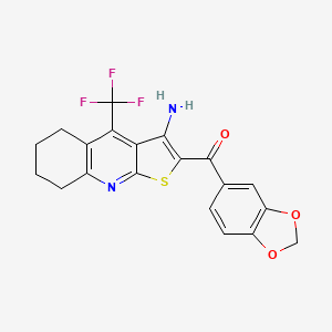 molecular formula C20H15F3N2O3S B11468449 [3-Amino-4-(trifluoromethyl)-5,6,7,8-tetrahydrothieno[2,3-b]quinolin-2-yl](1,3-benzodioxol-5-yl)methanone 