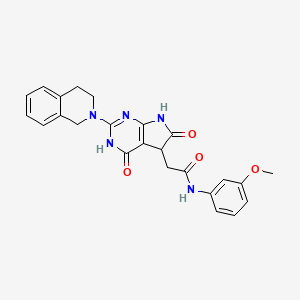 molecular formula C24H23N5O4 B11468483 2-[2-(3,4-dihydroisoquinolin-2(1H)-yl)-4,6-dioxo-4,5,6,7-tetrahydro-3H-pyrrolo[2,3-d]pyrimidin-5-yl]-N-(3-methoxyphenyl)acetamide 