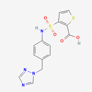 molecular formula C14H12N4O4S2 B11468509 3-{[4-(1H-1,2,4-triazol-1-ylmethyl)phenyl]sulfamoyl}thiophene-2-carboxylic acid 