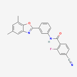 4-cyano-N-[3-(5,7-dimethyl-1,3-benzoxazol-2-yl)phenyl]-2-fluorobenzamide